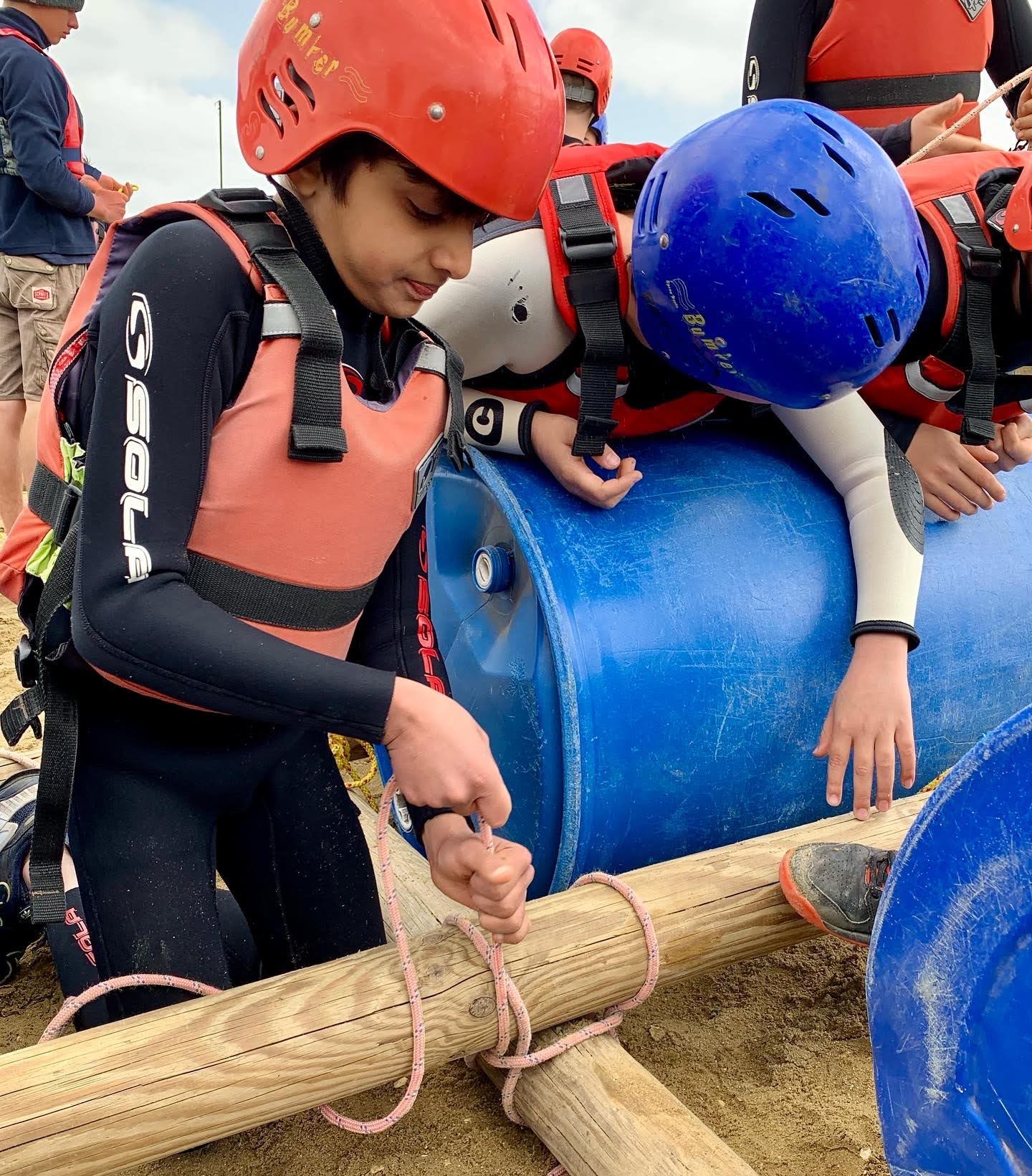 All hands on deck to build a raft