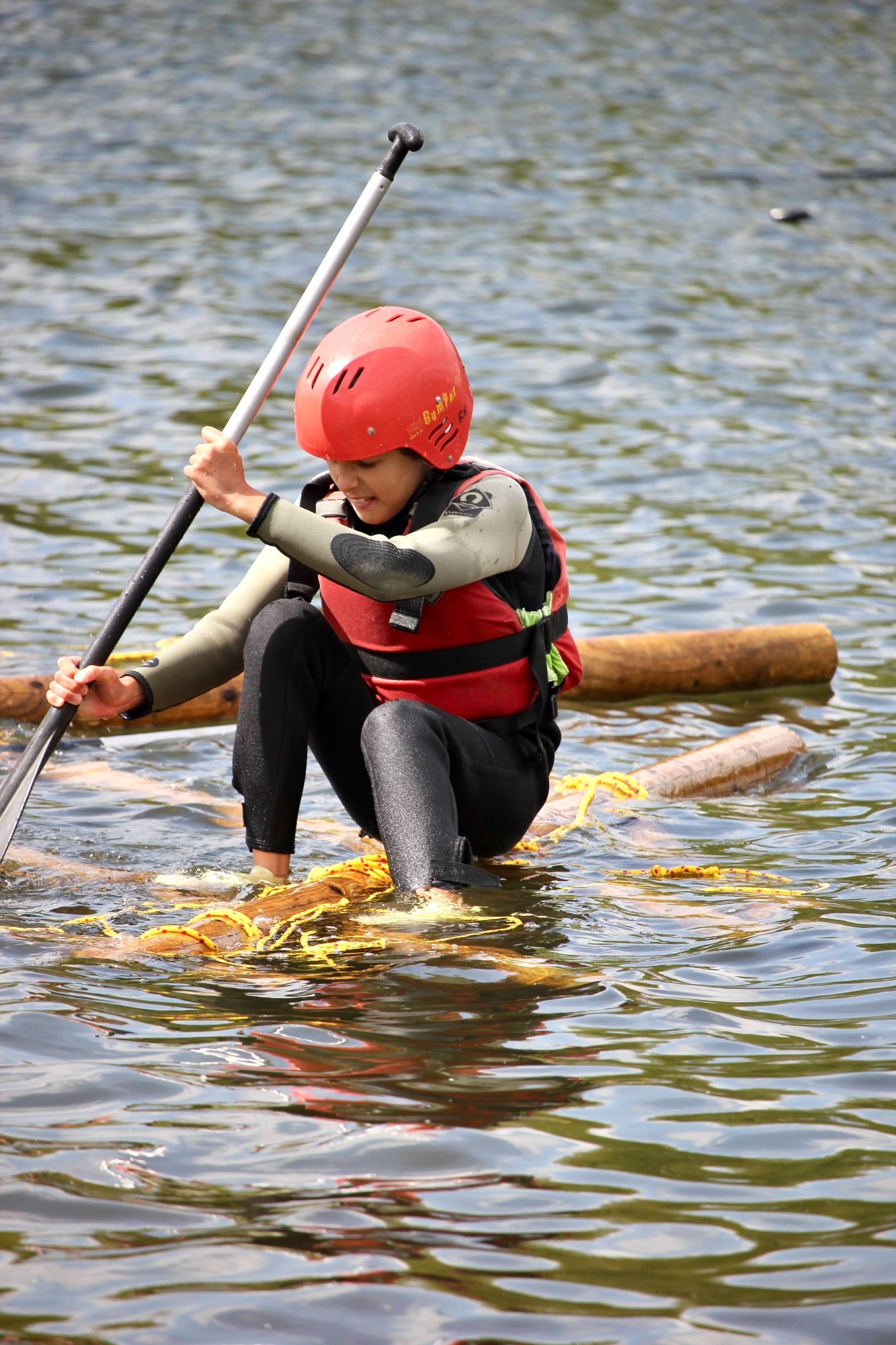 Single boy tries to keep his raft afloat