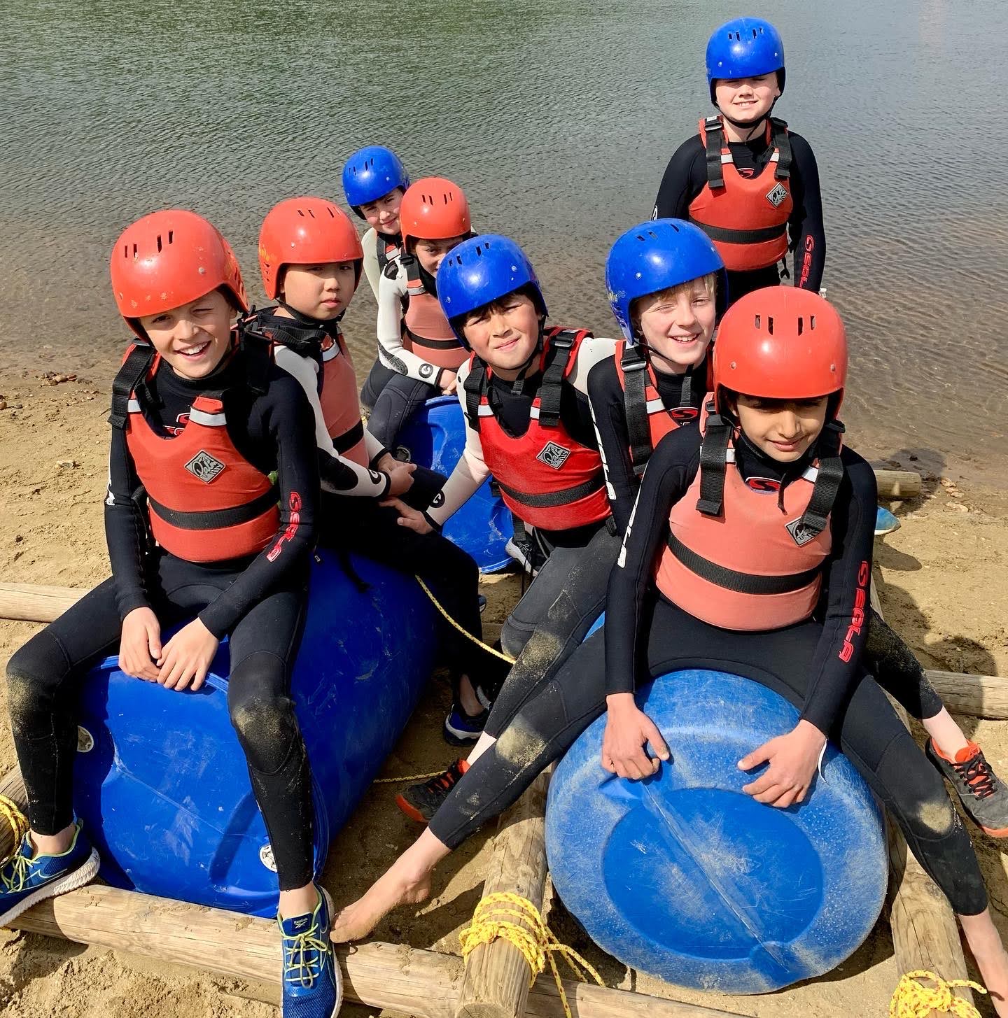 Year 5 boys raft building