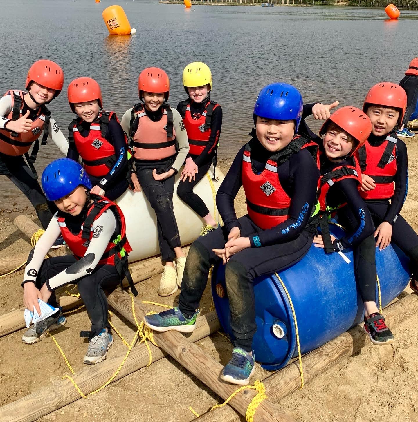 Year 5 boys raft building